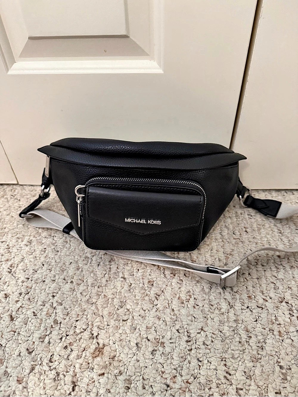 Michael Kors Brooklyn Zip Pocket Belt Bag Black & White